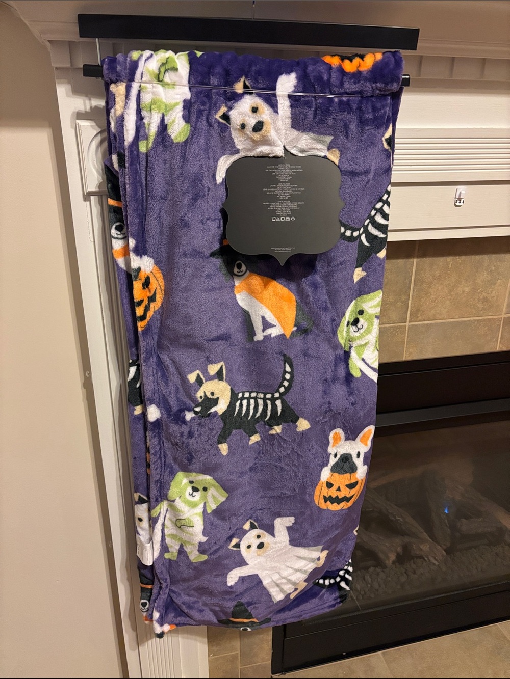 Halloween supersized dog dress up in custom Blanket - Purple Ghost & Pumpkin D